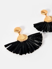 Mint Velvet Gold Tone Shell Raffia Earrings - Image 2 of 4