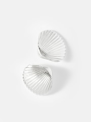 Mint Velvet Silver Tone Statement Shell Earrings - Image 1 of 5