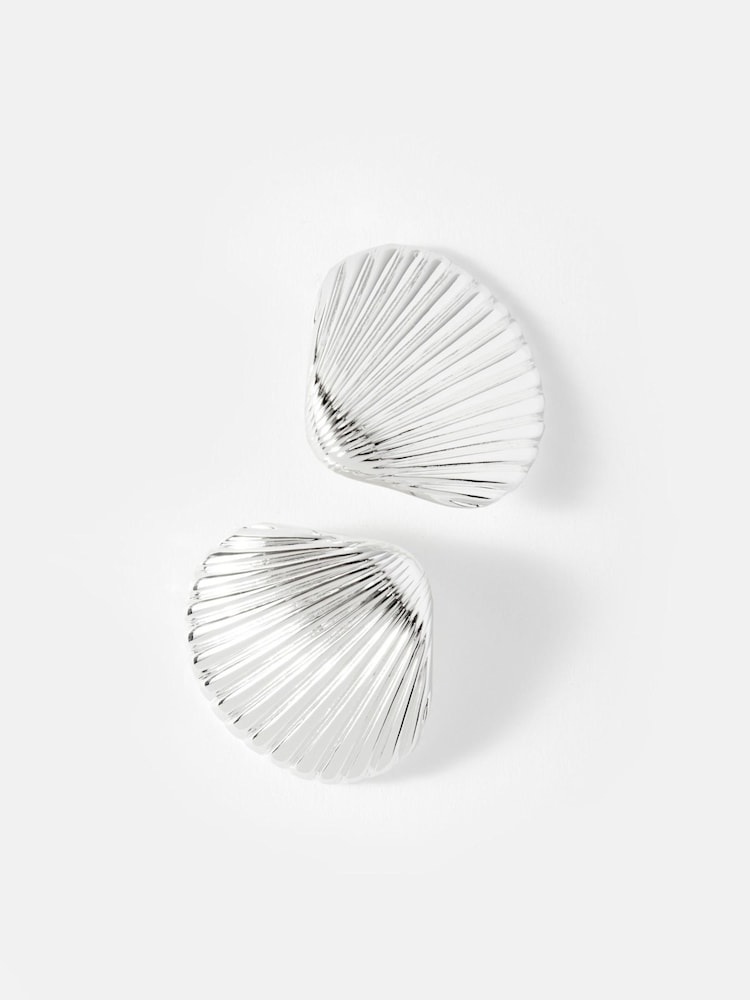 Mint Velvet Silver Tone Statement Shell Earrings - Image 1 of 5