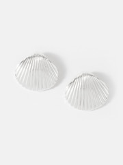 Mint Velvet Silver Tone Statement Shell Earrings - Image 2 of 5