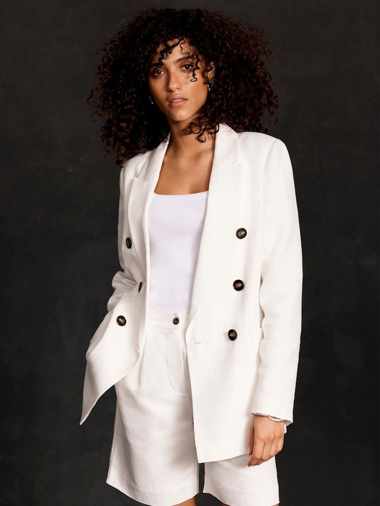 Mint Velvet White Blend Tailored Shorts - Image 1 of 6