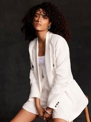 Mint Velvet White Blend Tailored Shorts - Image 3 of 6