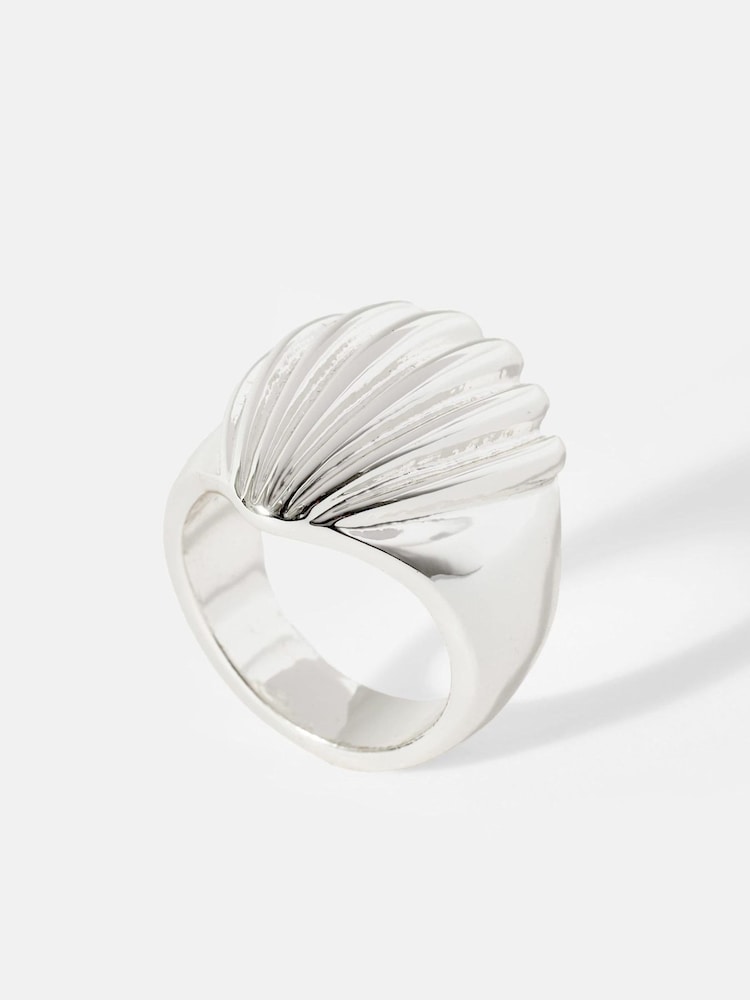 Mint Velvet Silver Tone Statement Shell Ring - Image 1 of 4