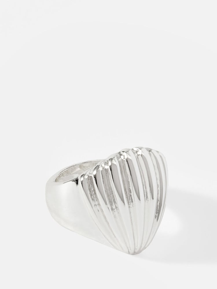 Mint Velvet Silver Tone Statement Shell Ring - Image 2 of 4