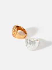 Mint Velvet Silver Tone Statement Shell Ring - Image 3 of 4