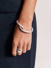 Mint Velvet Silver Tone Statement Shell Ring - Image 4 of 4