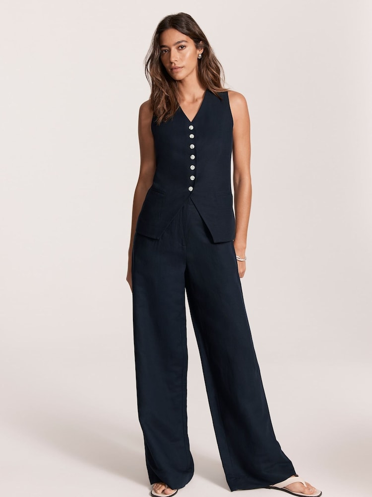 Mint Velvet – Hose mit weitem Bein aus einem Materialmix - Bild 1 von 7