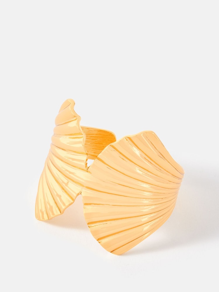 Mint Velvet Gold Tone Statement Shell Cuff Bracelet - Image 1 of 4
