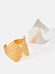 Mint Velvet Gold Tone Statement Shell Cuff Bracelet - Image 3 of 4