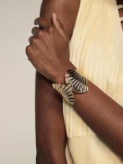 Mint Velvet Gold Tone Statement Shell Cuff Bracelet - Image 4 of 4