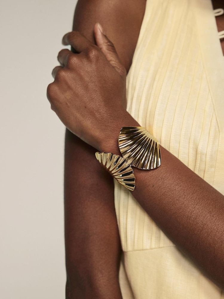 Mint Velvet Gold Tone Statement Shell Cuff Bracelet - Image 4 of 4
