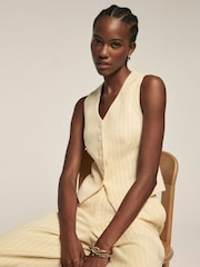 Mint Velvet Yellow Pinstripe Waistcoat - Image 3 of 8