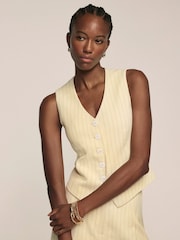 Mint Velvet Yellow Pinstripe Waistcoat - Image 4 of 8