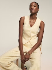 Mint Velvet Yellow Pinstripe Waistcoat - Image 6 of 8