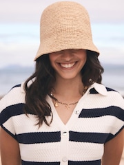 Mint Velvet Natural Raffia Bucket Hat - Image 1 of 3