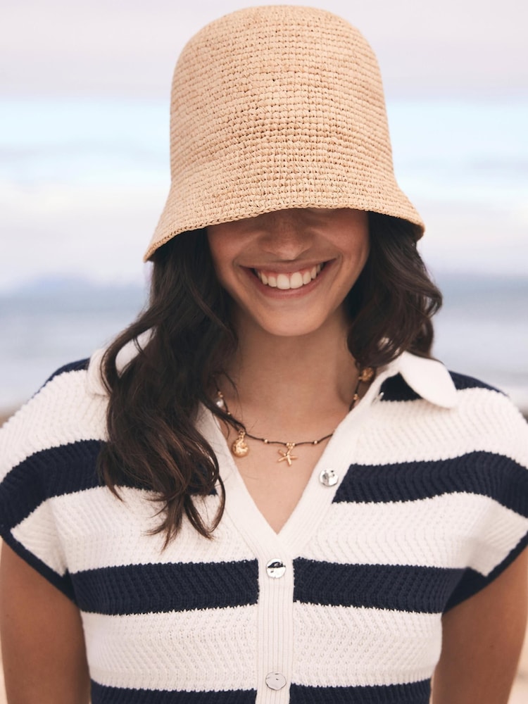 Mint Velvet Natural Raffia Bucket Hat - Image 1 of 3
