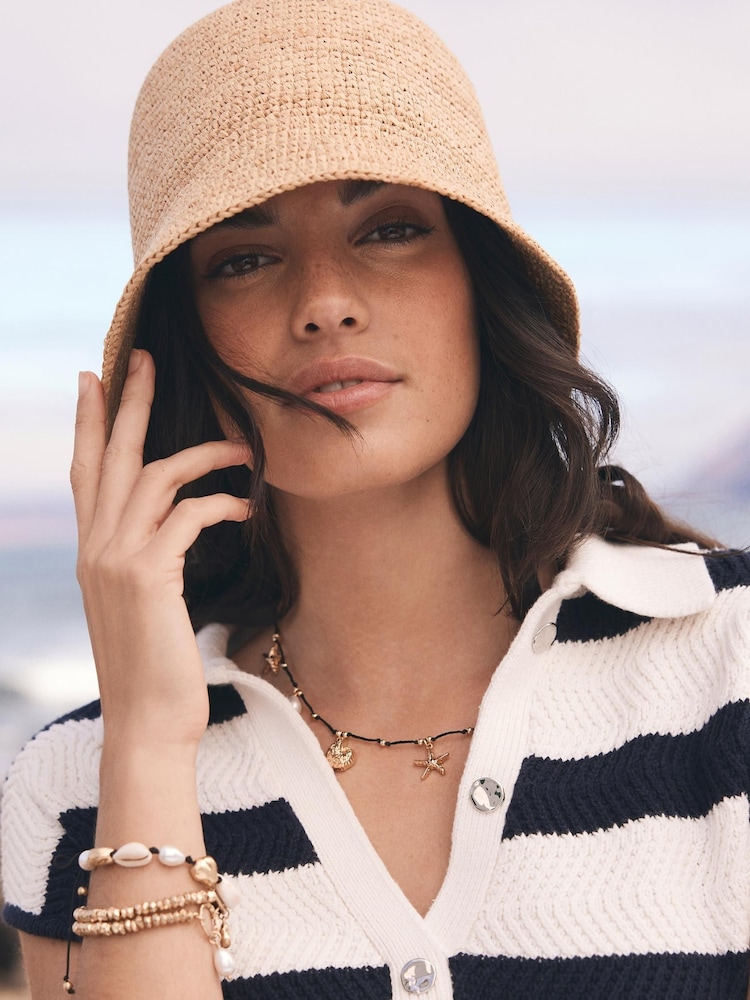 Mint Velvet Natural Raffia Bucket Hat - Image 2 of 3
