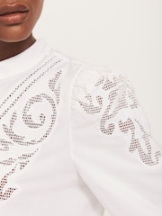 Mint Velvet White 100% Cotton Embroidered Blouse - Image 3 of 9