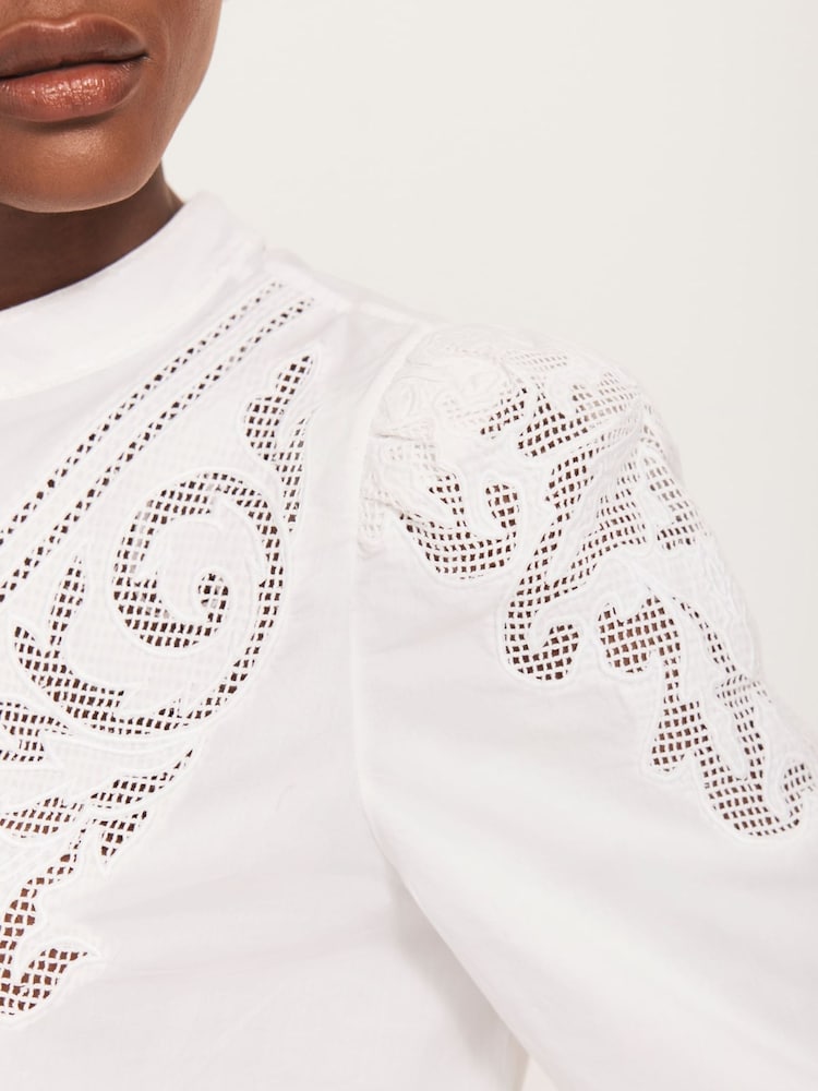 Mint Velvet White 100% Cotton Embroidered Blouse - Image 3 of 9