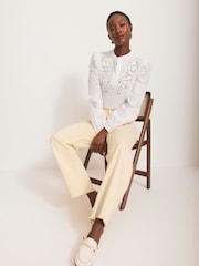 Mint Velvet White 100% Cotton Embroidered Blouse - Image 4 of 9