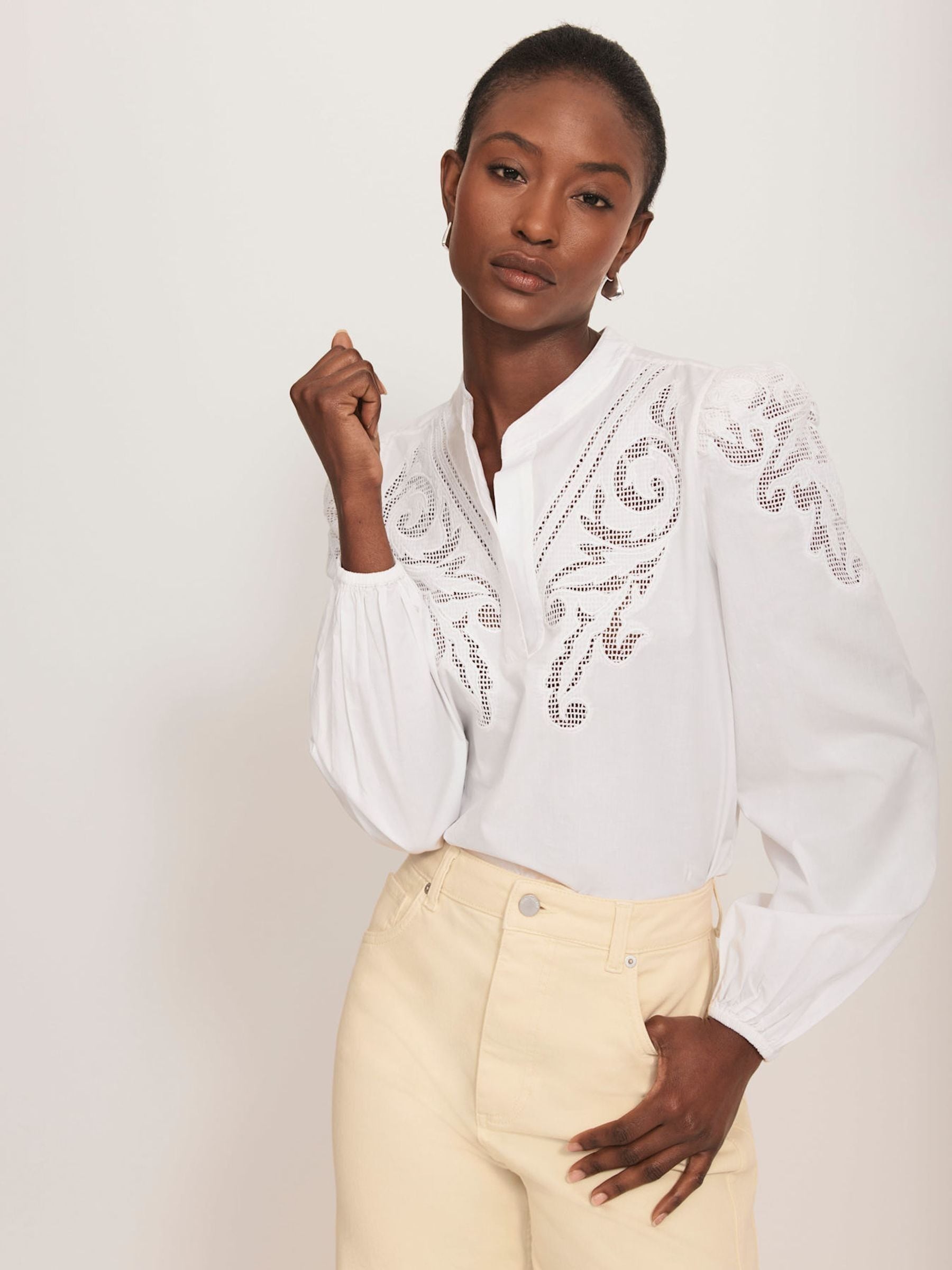 Buy Mint Velvet White 100% Cotton Embroidered Blouse from Next USA