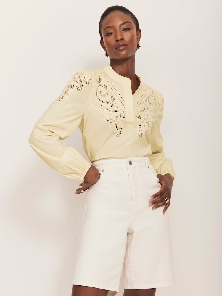 Mint Velvet White 100% Cotton Longline Denim Shorts - Image 1 of 7