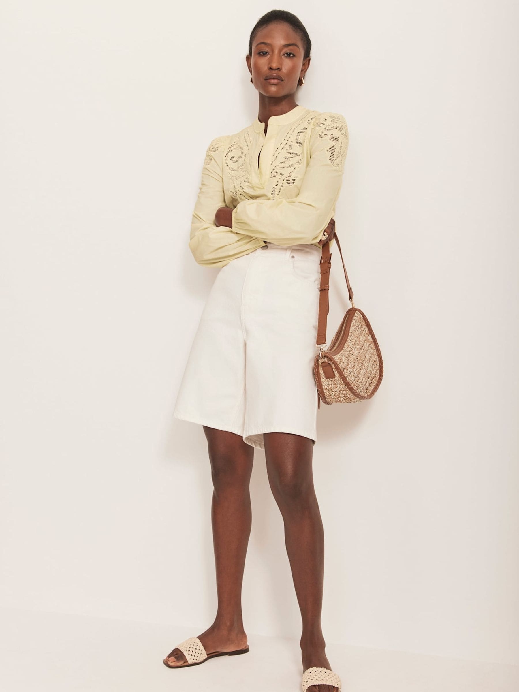 Buy Mint Velvet White 100% Cotton Longline Denim Shorts from Next USA