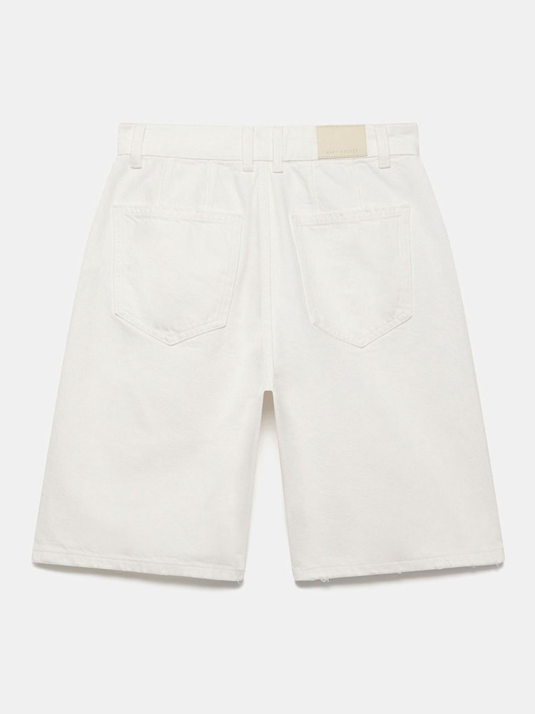 Mint Velvet White 100% Cotton Longline Denim Shorts - Image 7 of 7