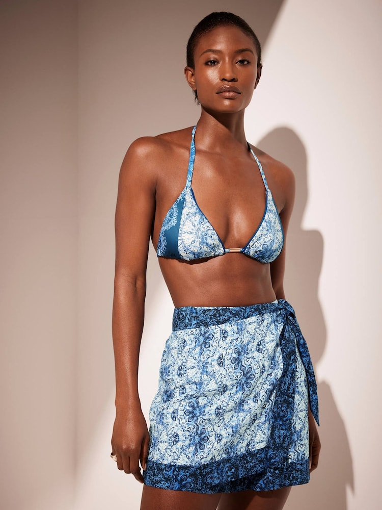 Mint Velvet Blue Printed Wrap Skort - Image 1 of 6