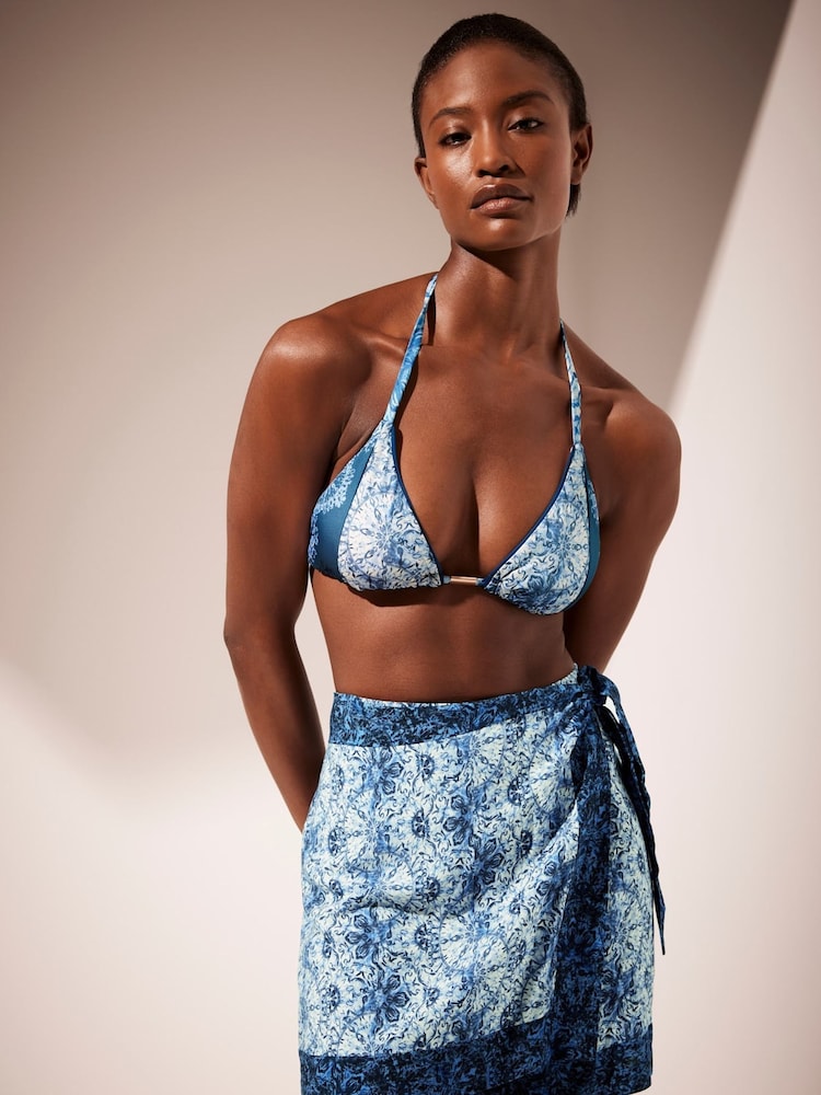 Mint Velvet Blue Printed Wrap Skort - Image 3 of 6