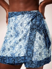 Mint Velvet Blue Printed Wrap Skort - Image 4 of 6