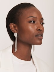 Mint Velvet Silver Tone Shell Drop Earrings - Image 9 of 10