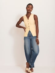 Mint Velvet Yellow Denim V-Neck Waistcoat - Image 2 of 9
