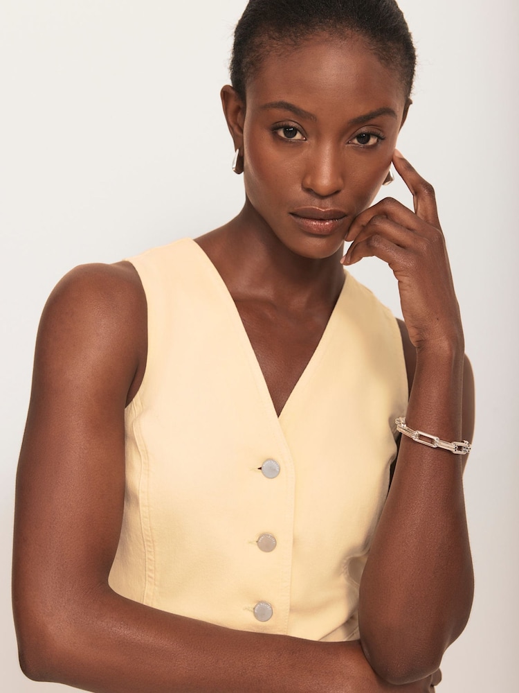 Buy Mint Velvet Yellow Denim Waistcoat from Next India