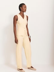 Mint Velvet Yellow Denim V-Neck Waistcoat - Image 5 of 9