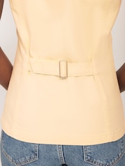 Mint Velvet Yellow Denim V-Neck Waistcoat - Image 6 of 9