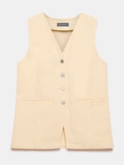 Mint Velvet Yellow Denim V-Neck Waistcoat - Image 7 of 9