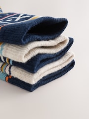 Navy Blue Fairisle Cosy Terry Cotton Rich Socks 5 Pack - Image 3 of 5