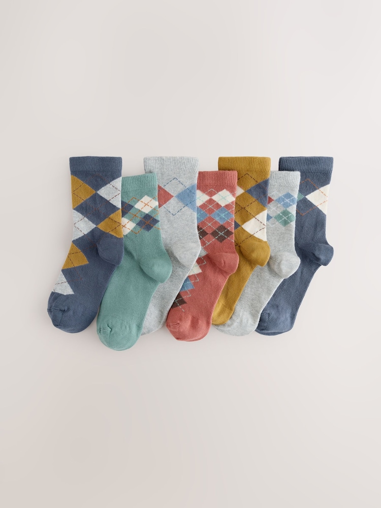 Multi Argyle Cotton Rich Socks 7 Pack - Image 1 of 1 Multi Argyle Cotton Rich Socks 7 Pack - Image 1 of 1