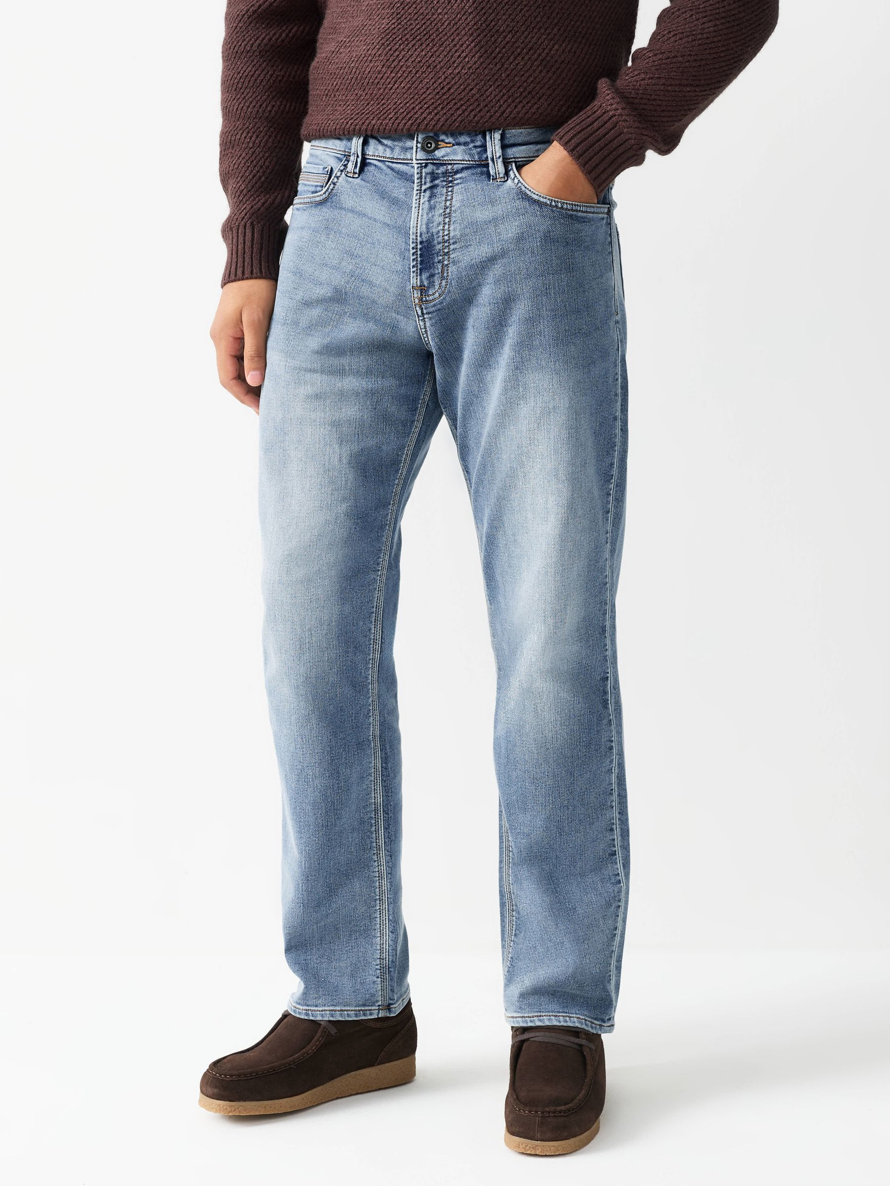Buy Blue Light Vintage Straight Fit Comfort Stretch Jeans from