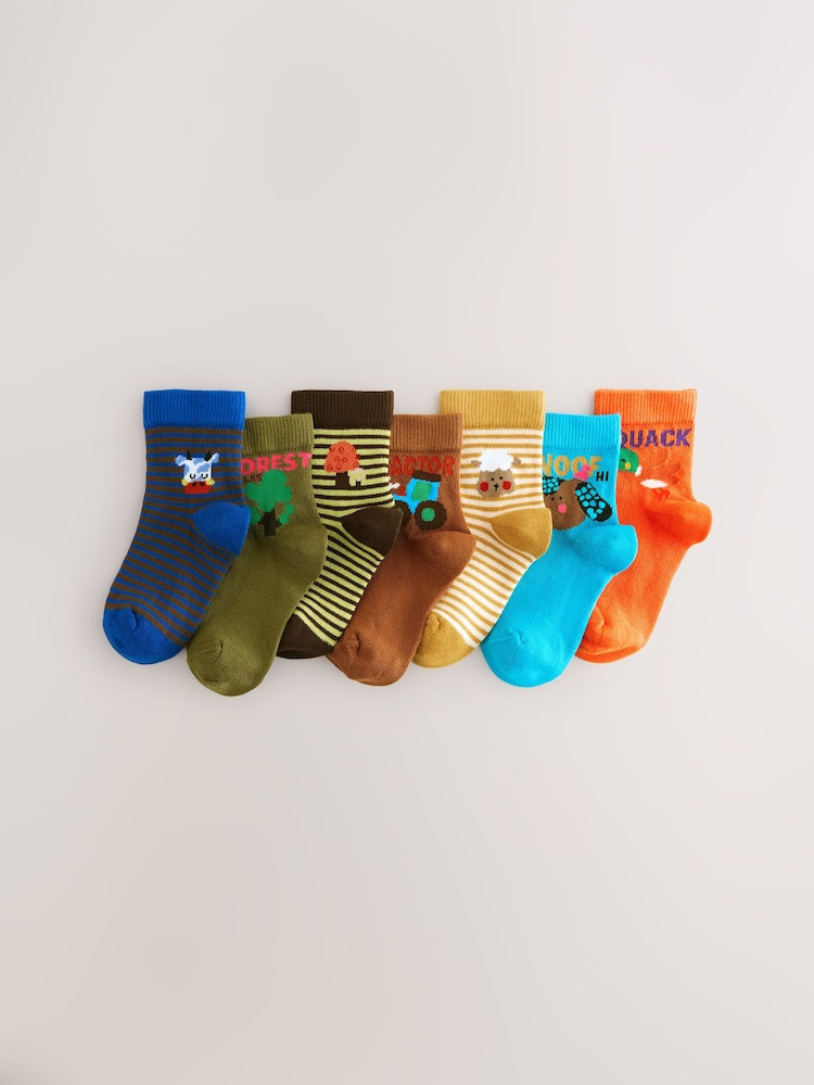 Multi Bright Characters Cotton Rich Socks 7 Pack - Image 1 of 3