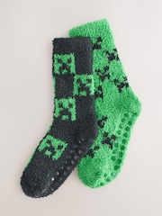 Minecraft Creeper License Character Cosy Socks 2 Pack - Image 1 of 4