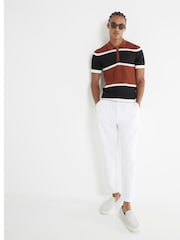 River Island Brown Pointelle Blocked Polo Shirt - Image 2 of 4