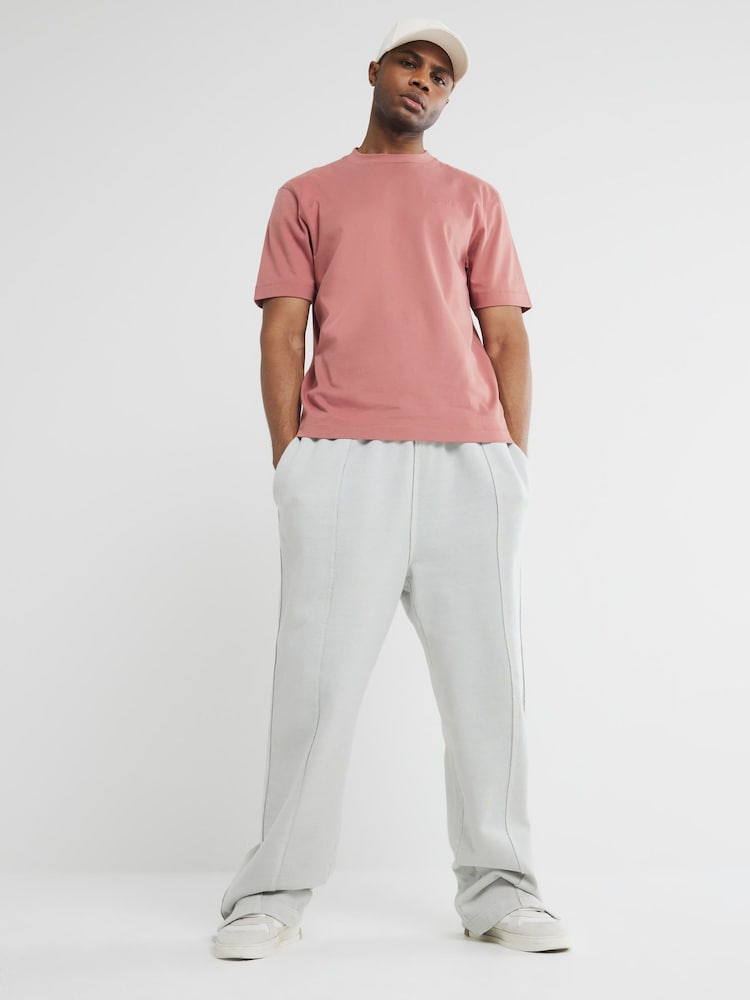 River Island Pink Regular Fit Embroidery 100% Cotton T-Shirt - Image 3 of 6