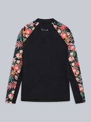 Animal Black Womens Lillie Printed Panel Quick Drying Rash Vest - Image 2 of 5