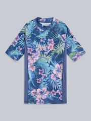 Animal Purple Kids Daisy Print Quick Drying Rash Vest - Image 1 of 4