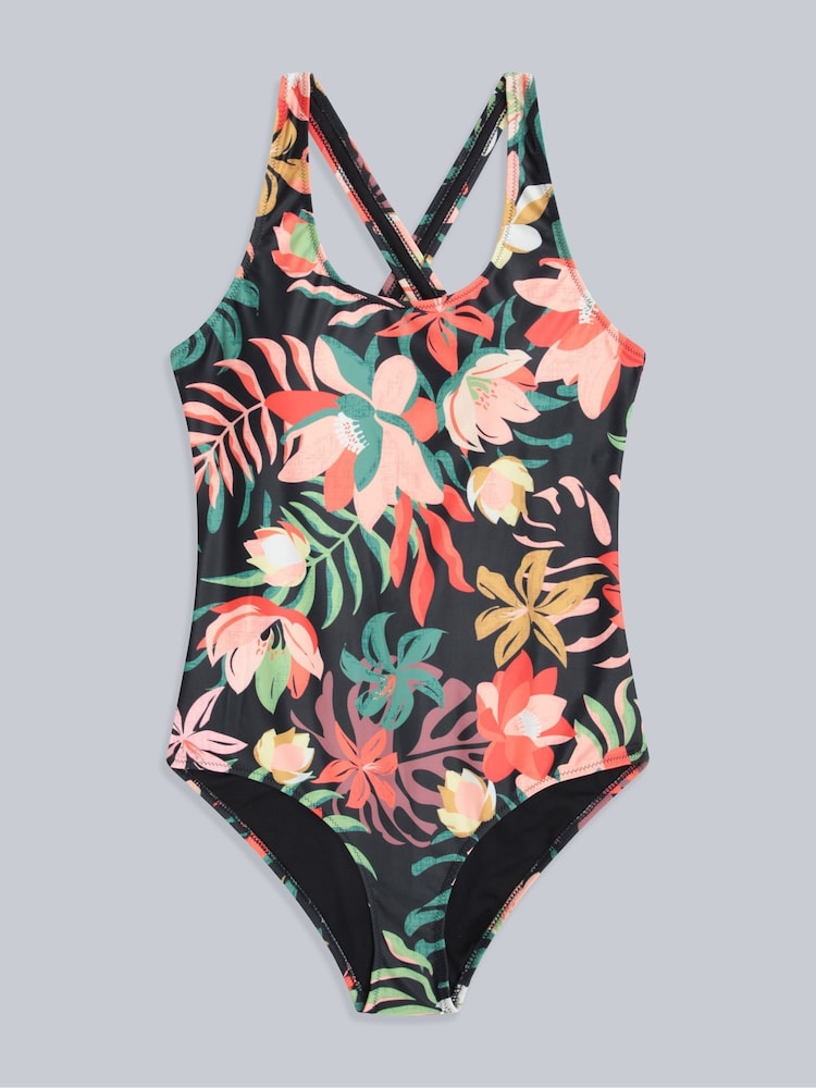 Animal Black Womens Mia Cross Back Printed Swimsuit - Image 1 of 4