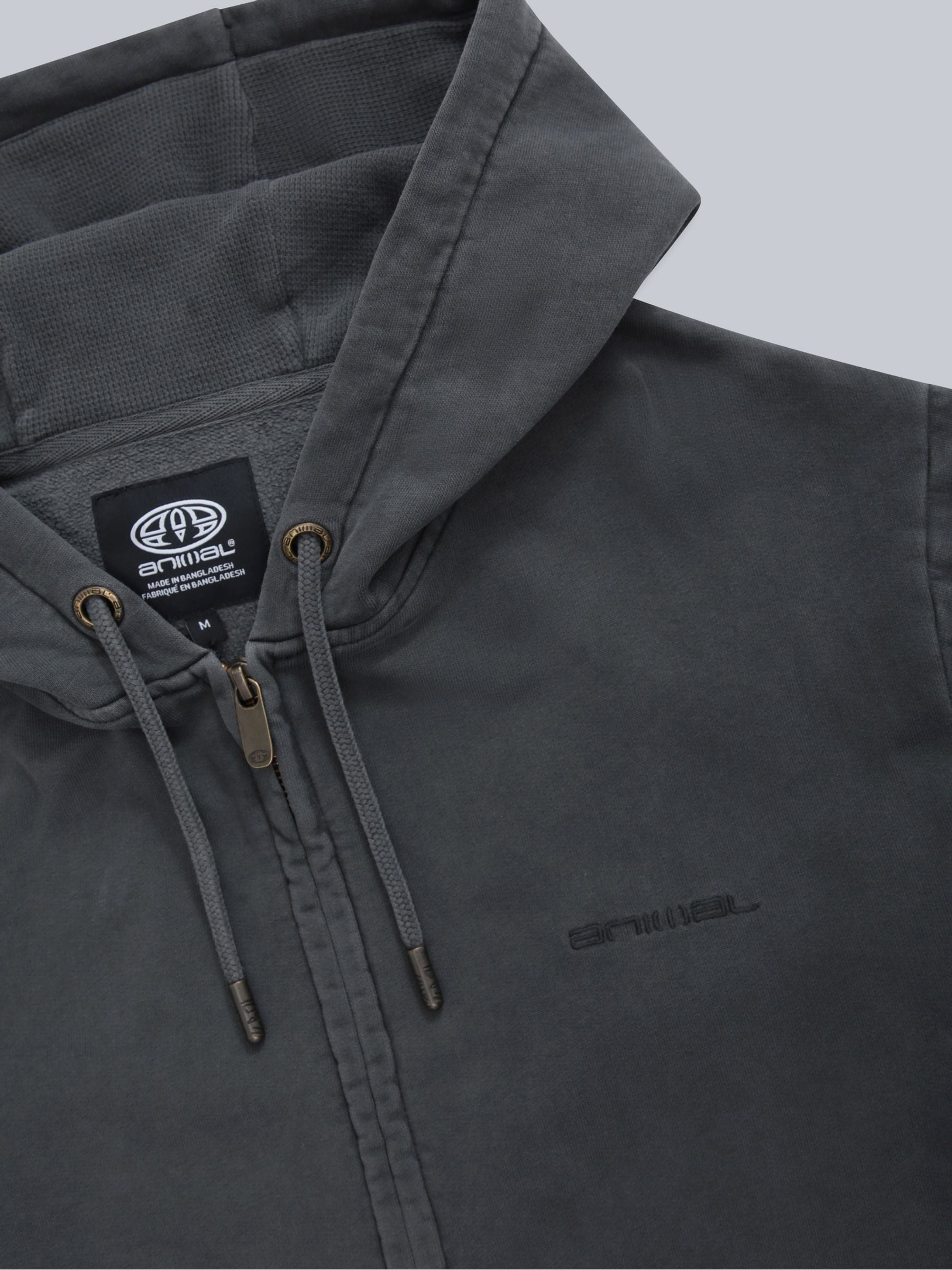 Buy Animal Grey Mens Woody Zip 100% Cotton Hoodie from Next South