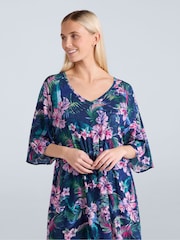 Animal Blue Womens Jasmine Print Kaftan Dress - Image 3 of 4