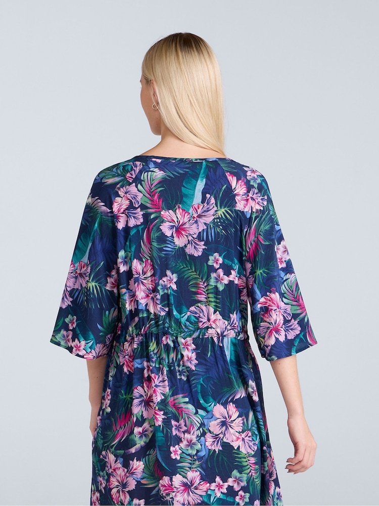 Animal Blue Womens Jasmine Print Kaftan Dress - Image 4 of 4